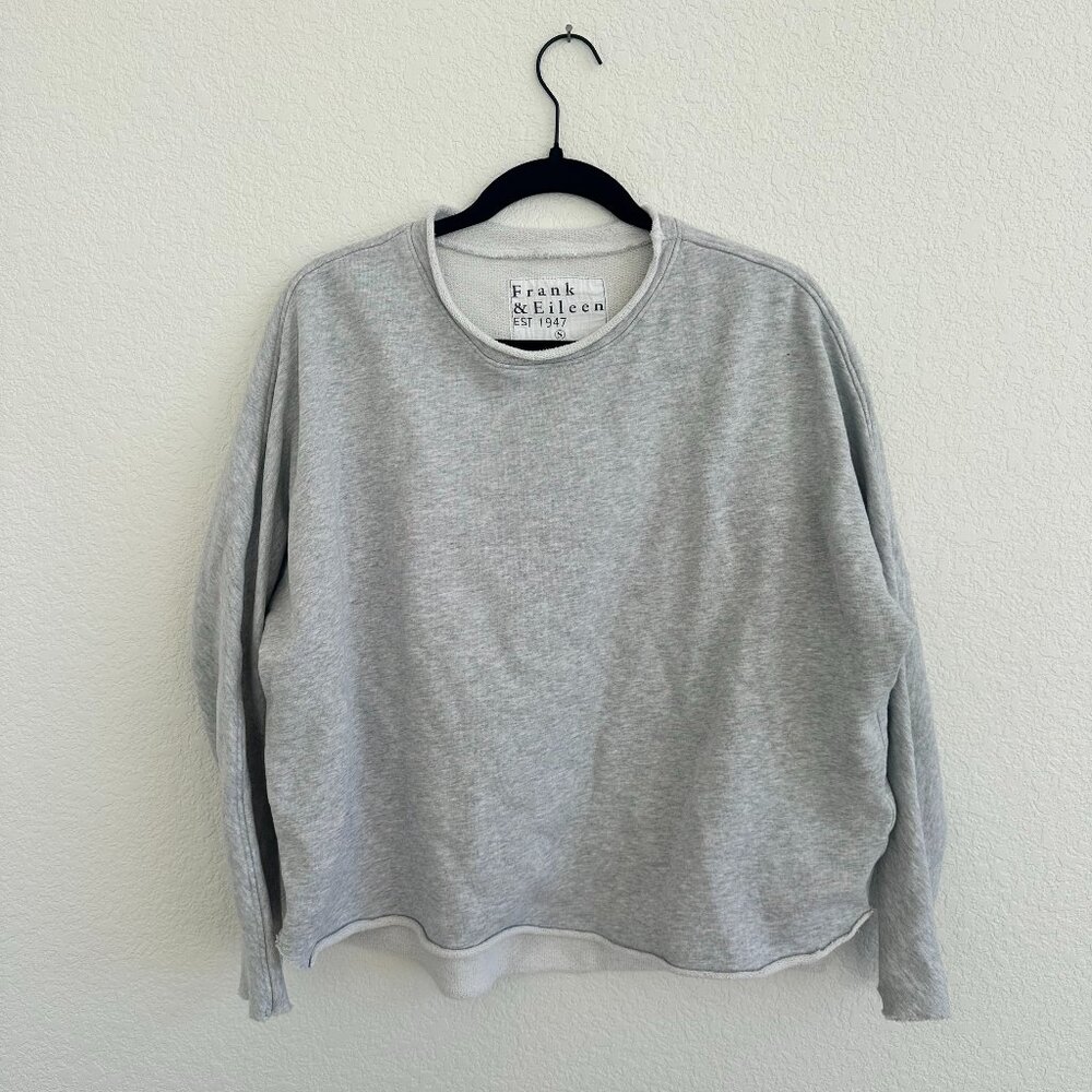 Frank & Eileen Raw Hem oversized Caplet Sweatshirt, grey, small
